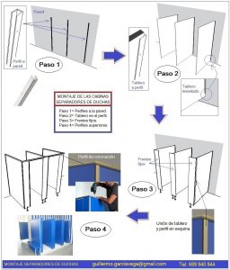 Montaje de los separadores de duchas. Separadores de duchas.