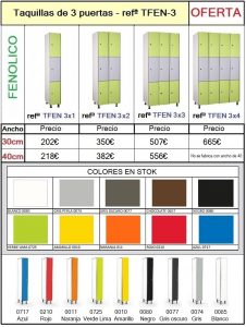 Taquillas fenólicas de 3 puertas.