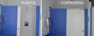 Puertas correderas de cabinas fenólicas.